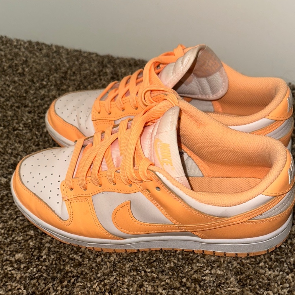 Nike Orange and Cream Sneakers with Padded Collar and Swoosh Design
